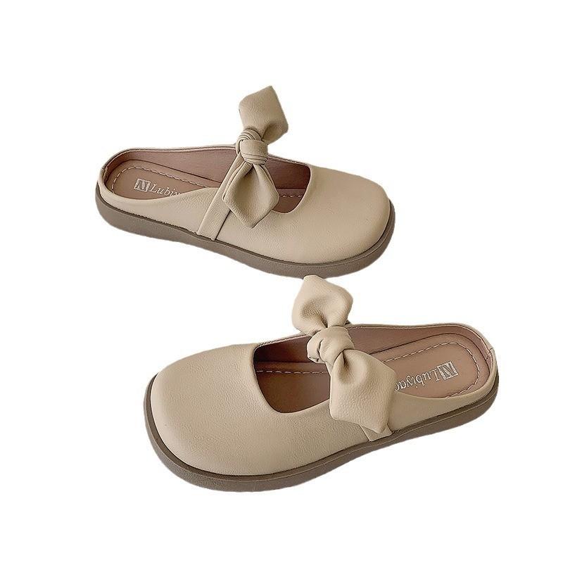 Soft Sole Comfortable Butterfly Knot Casual Sandals For Girls In Beige And Apricot