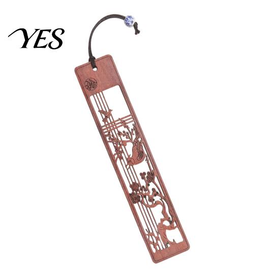 Seamless Page Marker Rosewood Bookmark, Plum Orchid Bamboo Chrysanthemum Carved Classic Hollow Pattern Bookmark Traditional Chinese Style Wood A