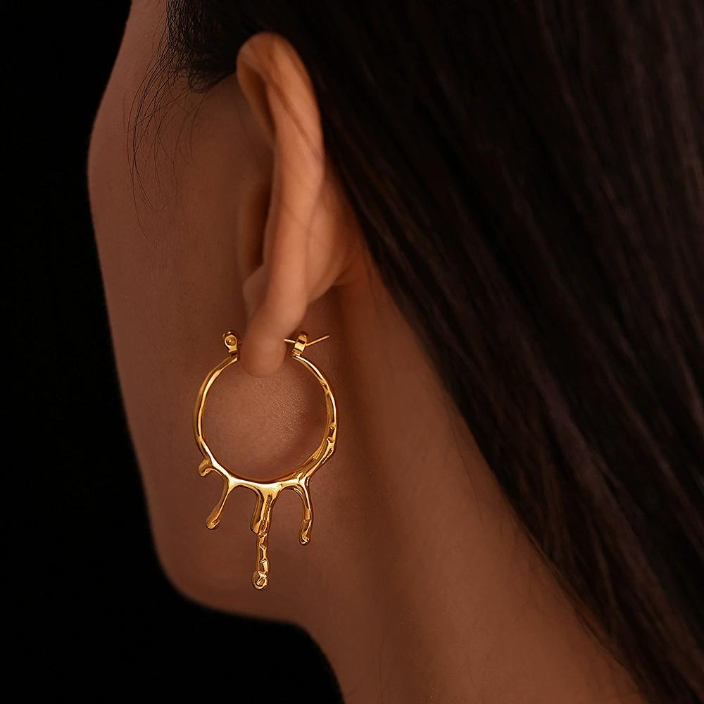 Round Stainless Steel Large Earrings for Women Hip-Hop New Female Hoop Earrings Luxury Zircon Girlfriend Gift Wholesale