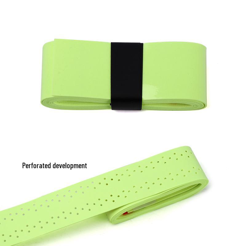 Elastic Perforated PU Leather Overgrip for Badminton, Tennis & Table Tennis Rackets, Fishing Rods with Ribbed Sweatband