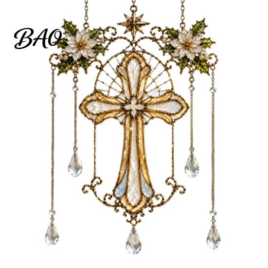 Memorial Keepsake Stained Glass Effect Blessing Suncatcher, Acrylic Angel Prayer Window Hanging Religious Gift for Women Ornament with Faux