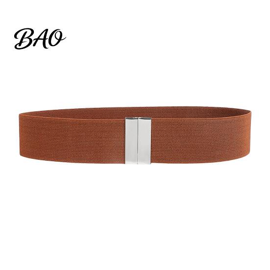 Stylish Waist Modifier Wide Elastic Belt, Adjustable Stretchy Belt with Metal Versatile Decorative Square Buckle, Slimming Waistband for Dresses