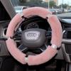 Car Steering Wheel Cover Winter Plush Female Korean Cute Universal Fashion Pink Gray Black Diamond-Studded Handlebar Cover