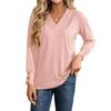 Women's Fashion V-Neck Pullover T-Shirt Casual Button Top