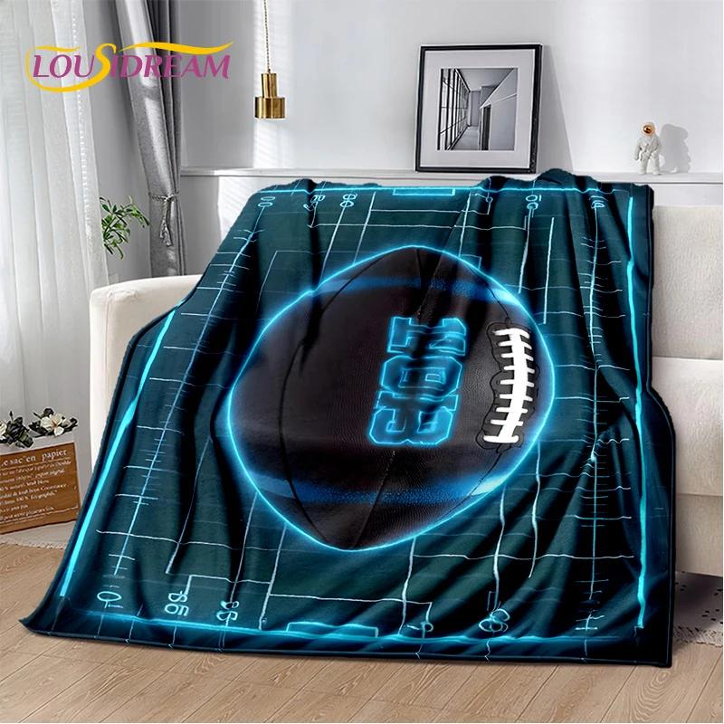 Rugby Field Rugby 2025 Style New American Football Cartoon Soft Blanket,Soft Throw Blanket for Home Bedroom Bed Sofa Travel Kids