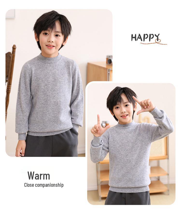 Pulover Premium pentru Copii din Cașmir Pur - Gât Mediu-Înalt, Tricot Cald de Toamnă/Iarnă pentru Băieți și Fete