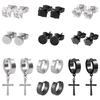 Stainless Steel Hip Hop Men's Stud Earrings Set - Fashionable Cross-border Ear Jewelry