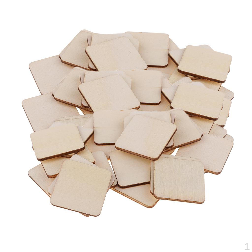 100 Pieces Unfinished Wood Blank 34x34mm