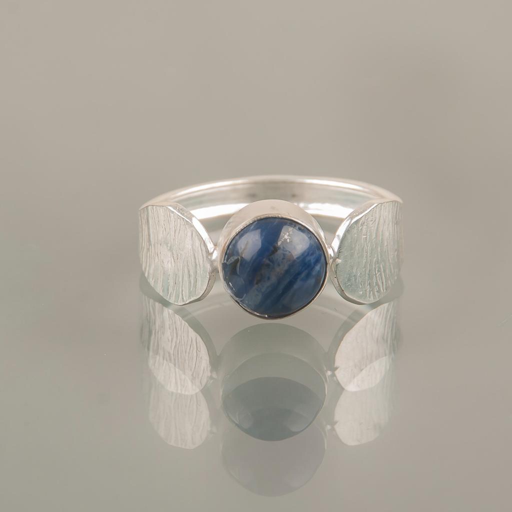 Natural Sodalite Gemstone Handmade 925Sterling Silver Jewelry Ring Gift For Mom RR-1-14