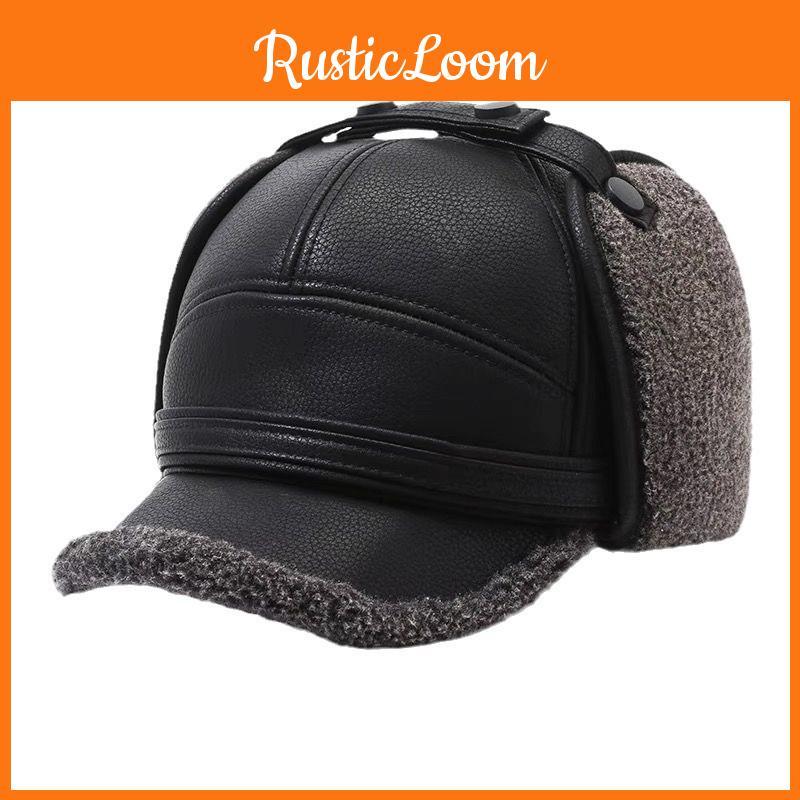 Winter Thickened Cotton Ear Protection Hat Leather Baseball Caps Adjustable