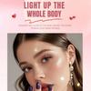 Pink Peach Shining Powder High Glitter Makeup for Face Body Collarbone Highlighting with Soft Puff Multi Use Cosmetic