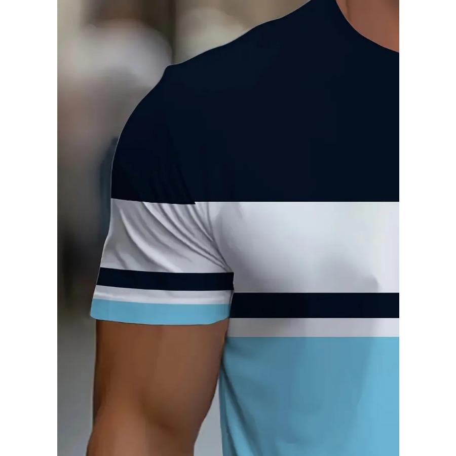 Men Bird Striped T Shirt Short Sleeve O-Neck TShirt Vintage Sport Casual Large Size T-Shirts Men’s