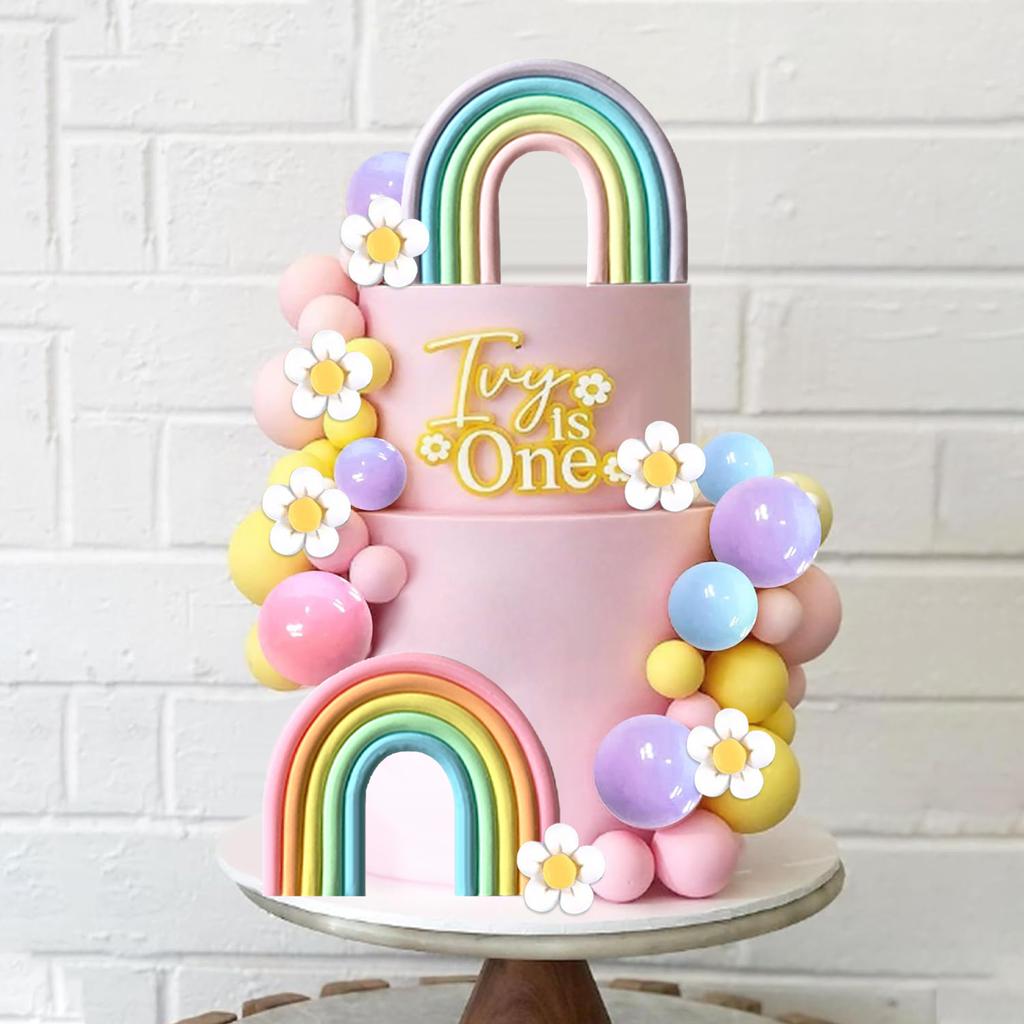 34 Pcs Cake Toppers Boho Cake Topper Hippie Party Decorations with Flower Bus for Girl Birthday Party Boho Party Supplies