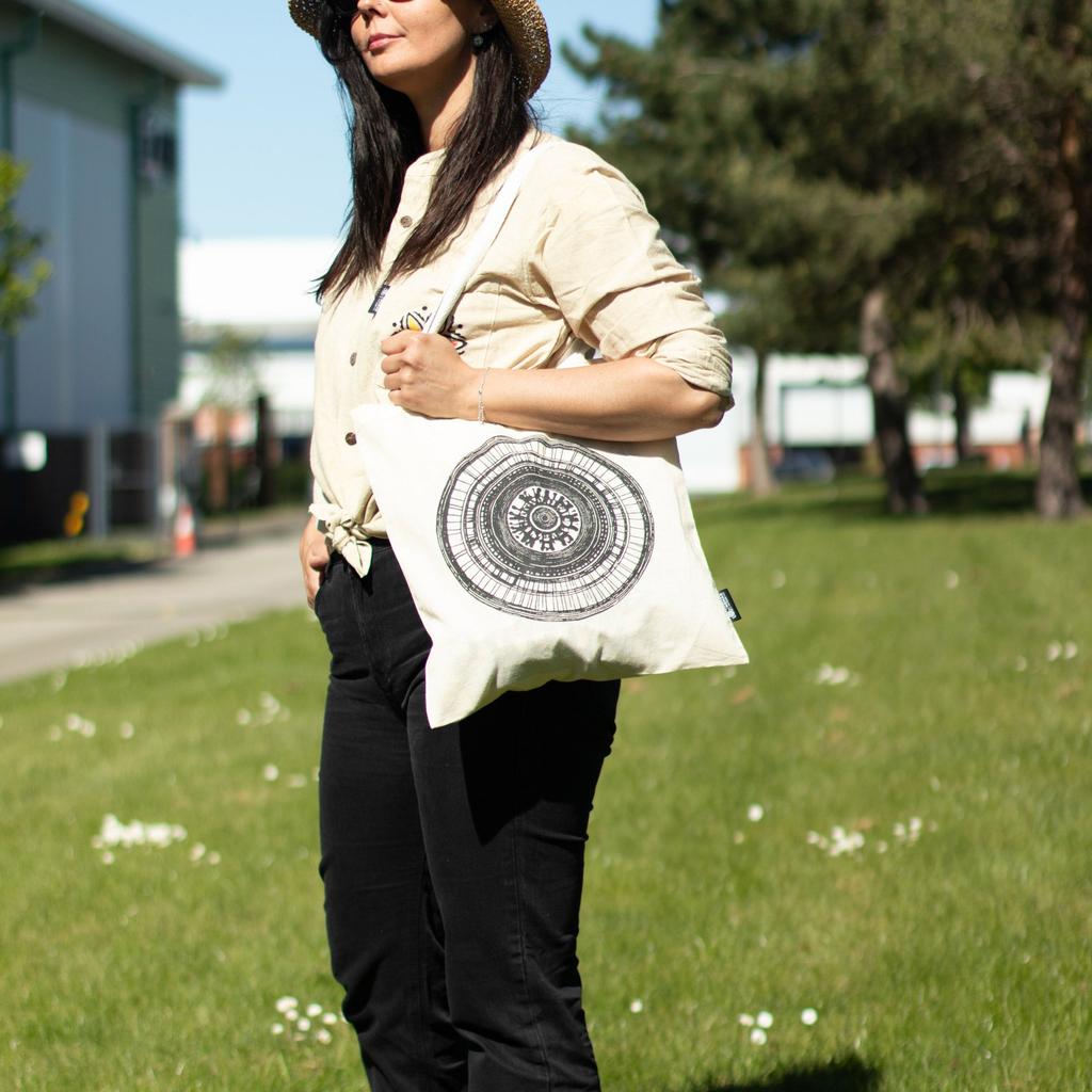 6x Nomad Sari Iconic Basic Tote Bag - Urban Mandala - Natural 4oz