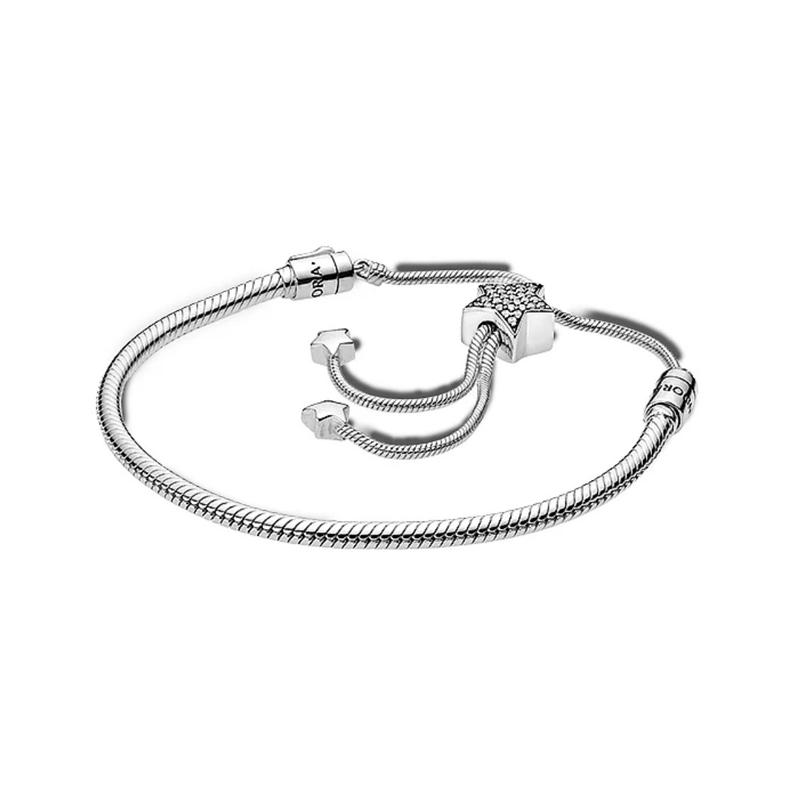 Pandora Pavé Star Snake Slide 925 Silver Bracelet Women s Silver 598528C01 серебряный