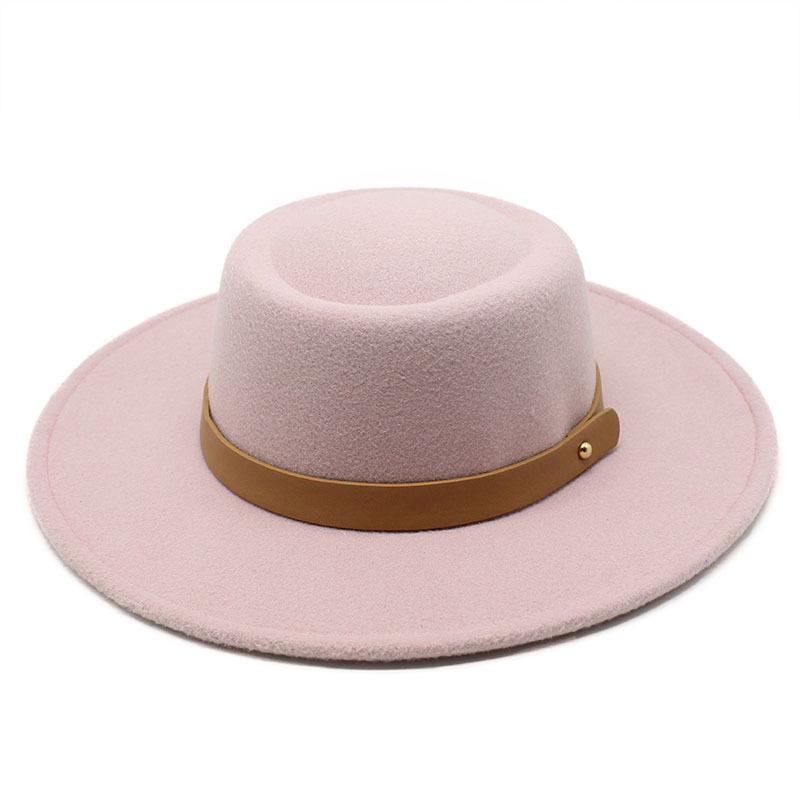 New ring-shaped flat-top wool felt big-brimmed top hat for men and women, concave-convex top, European and American fashion flat-top woolen top hat
