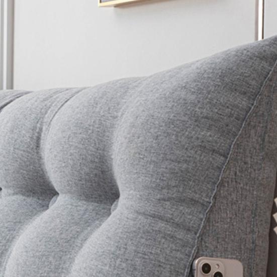 Headboard Pillow with Side Pocket Linen Triangular Headboard Wedge Cushion Bed Bolster Cushion for Shoulder Back Waist Support Dorm Home Bedroom