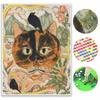 Diamond Painting Kit Full Diamond Round Mosaic Whimsical Tortoiseshell Cat Black Bird Floral Garden Mouse Home Decor Gift