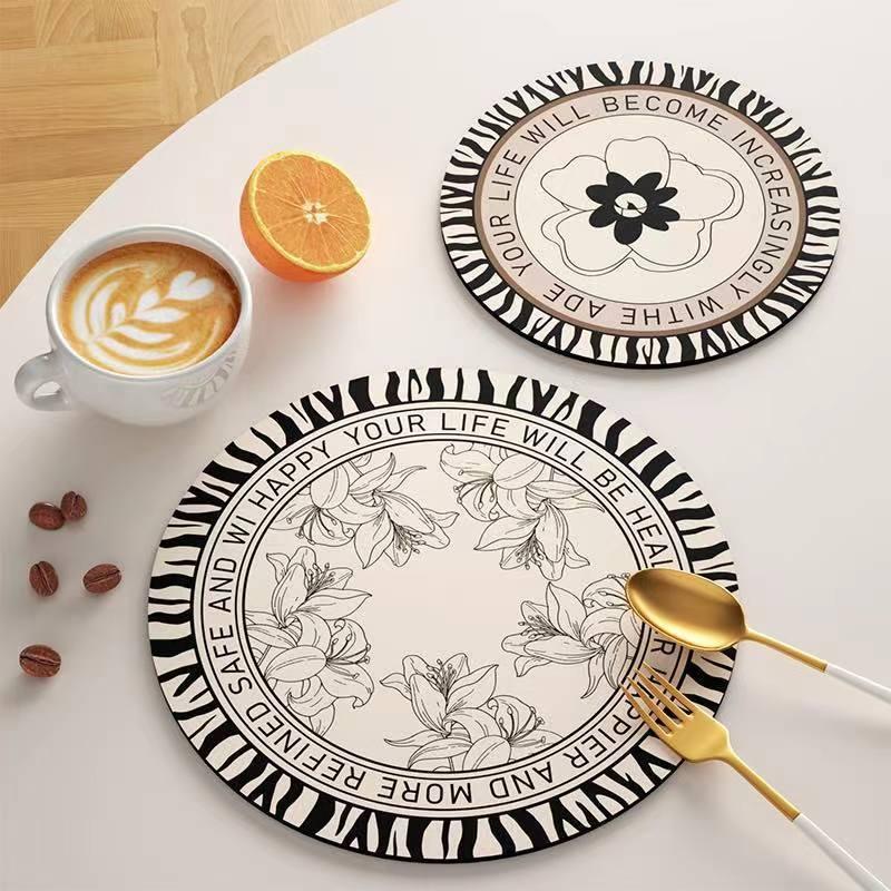 Retro Coaster Waterproof Round Dining Table Mat Oil Proof Plate Pad Water Cup Pad Home Decor Desktop Insulation Heat Pot Mat