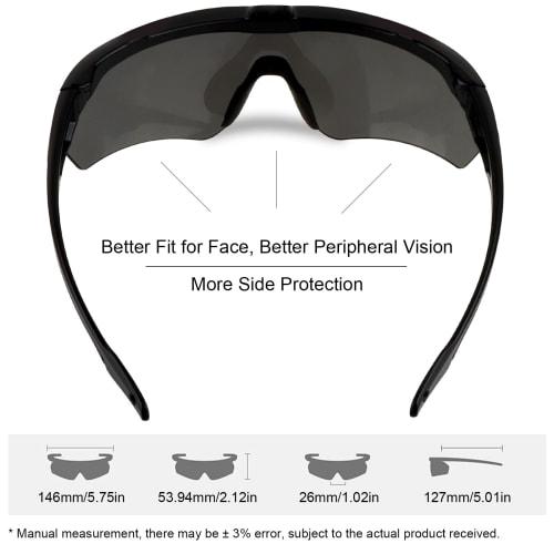 Lunettes Tactiques FOCUHUNTER, Lunettes de Soleil Airsoft Résistantes aux Chocs, Lunettes de Tir, 3 Verres Interchangeables, Anti-Buée, Protection UV400, Épaisseur du Verre 2mm