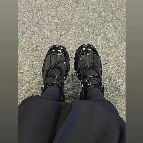 

2025 весна и осень женские туфли на низком каблуке в корейском стиле с жемчужной цепочкой, для вечеринок и работы, балетки мэри джейн, женские повседневные туфли-лодочки 34