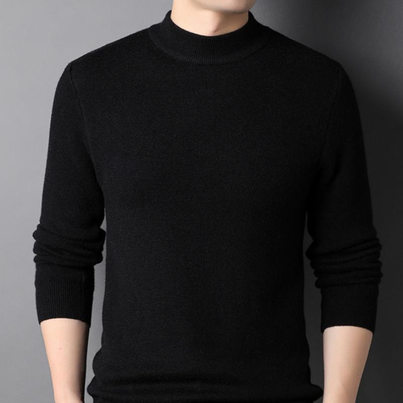 Extra Fleece Extra Thick Half Turtleneck Crewneck Sweater Men's Sweater One Body Fleece