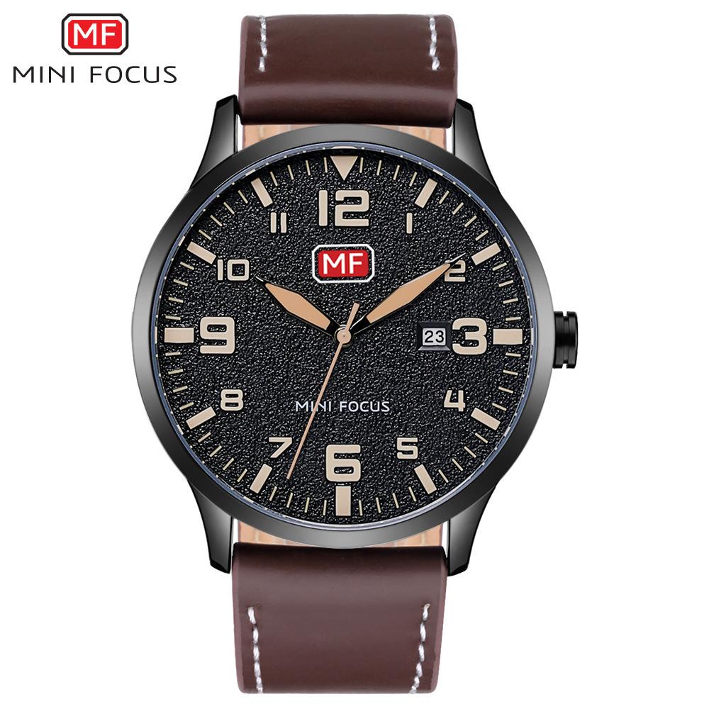 Ultra-Thin Large Dial Fashionable Men S Watch Japanese Movement Calendar Waterproof Quartz Watch коричневый