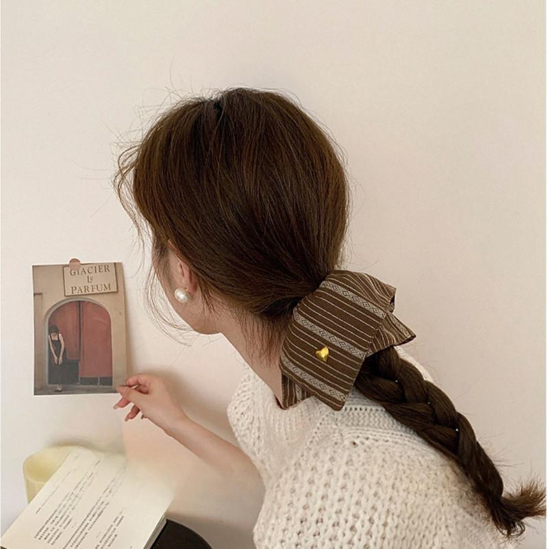 Korea Square Striped Cloth Scrunchies Women Girl Elastic Hair Rubber Band Accessories Tie Hair Ring Rope Headdress Headwear