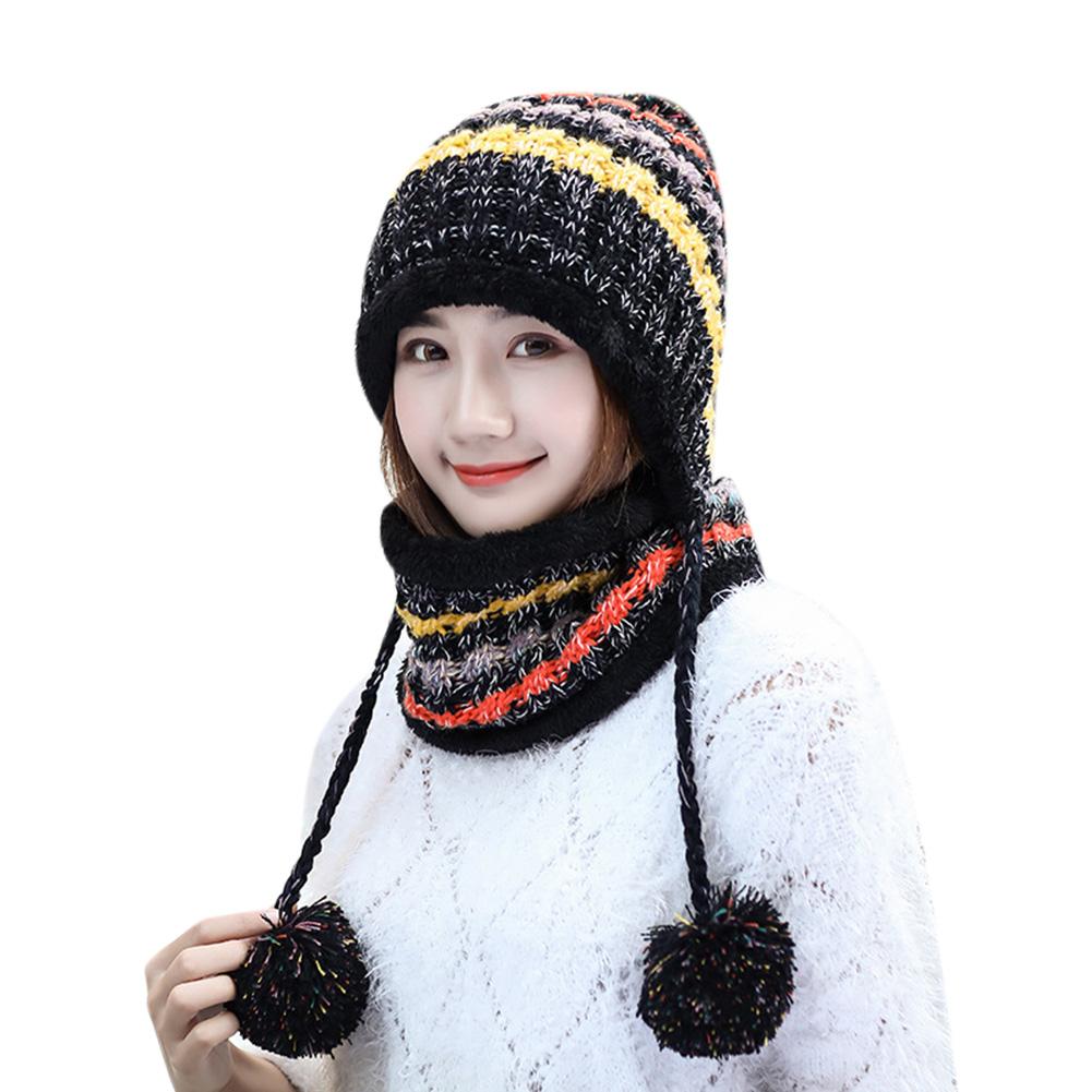 2 Stück/Set Winter Damen Strickmütze Schal Mode Wolle Verdickung Mützenkragen Set
