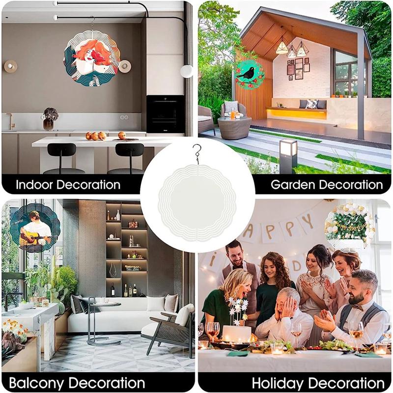 

A96I-5Pack Sublimation Wind Spinner White Metal For Yard And Garden Indoor Outdoor Front Door Decoration білий