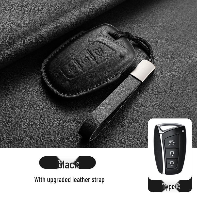 Genuine Leather Key Case for Hyundai Ix35, Santa Fe, Fiesta, Ix25, Elantra, Verna, Mistra
