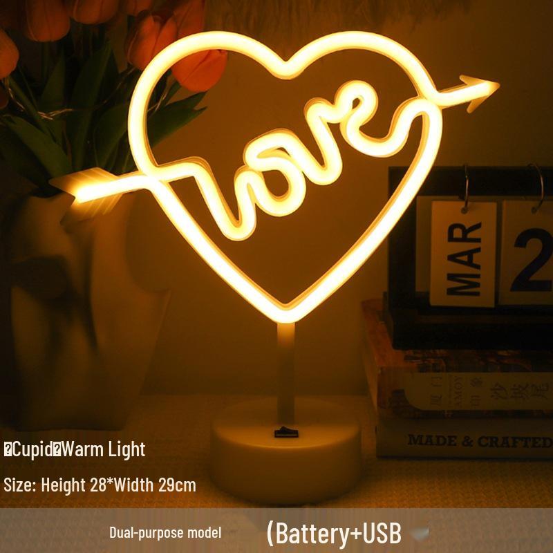 Korean Style Flamingo LED Neon Night Light - Decorative Christmas Fairy Accent with Round Base