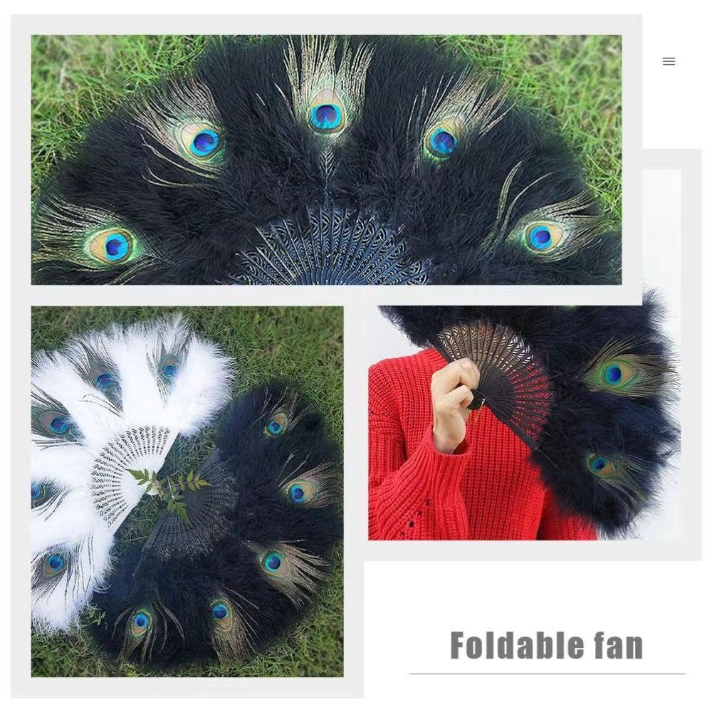 Handlicher Faltfächer Handfächer Weiche Dicke Federn Feder Tanzfächer Pfauenfedernfächer Cosplay