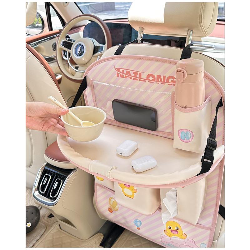 Car Seat Back Storage Bag Hanging Organizer With Foldable Table Board For Vehicle