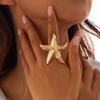Salircon Trend Exaggerated Big Starfish Ring for Women Men 2026 Cool Punk Metal Adjustable Finger Ring Punk Party Jewelry