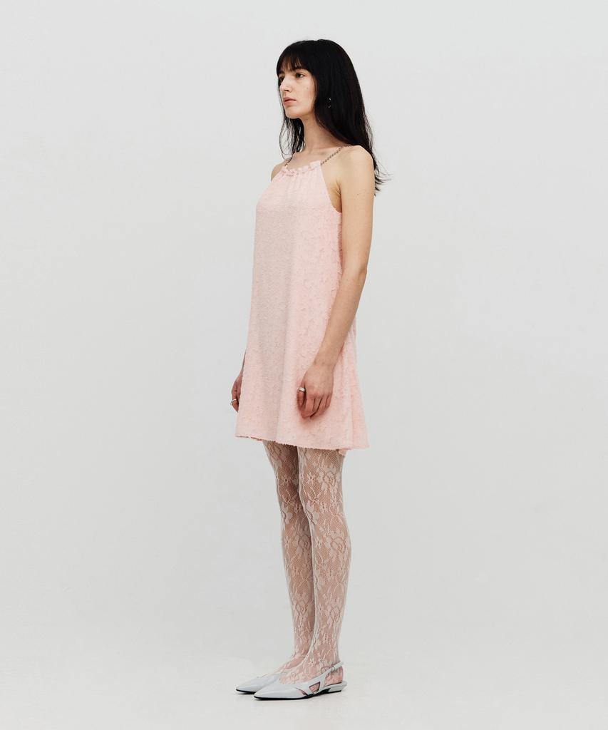 SEALOT Shirred Neck Chain Mini Dress (Pink)