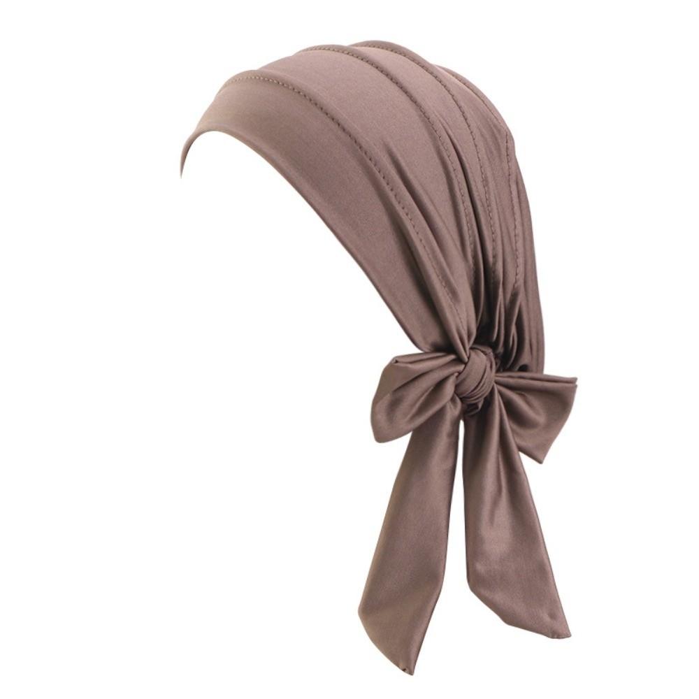 

Long Tail Headscarf Hat Solid Color Inner Hat Arab Wrap Hijab Daily коричневий