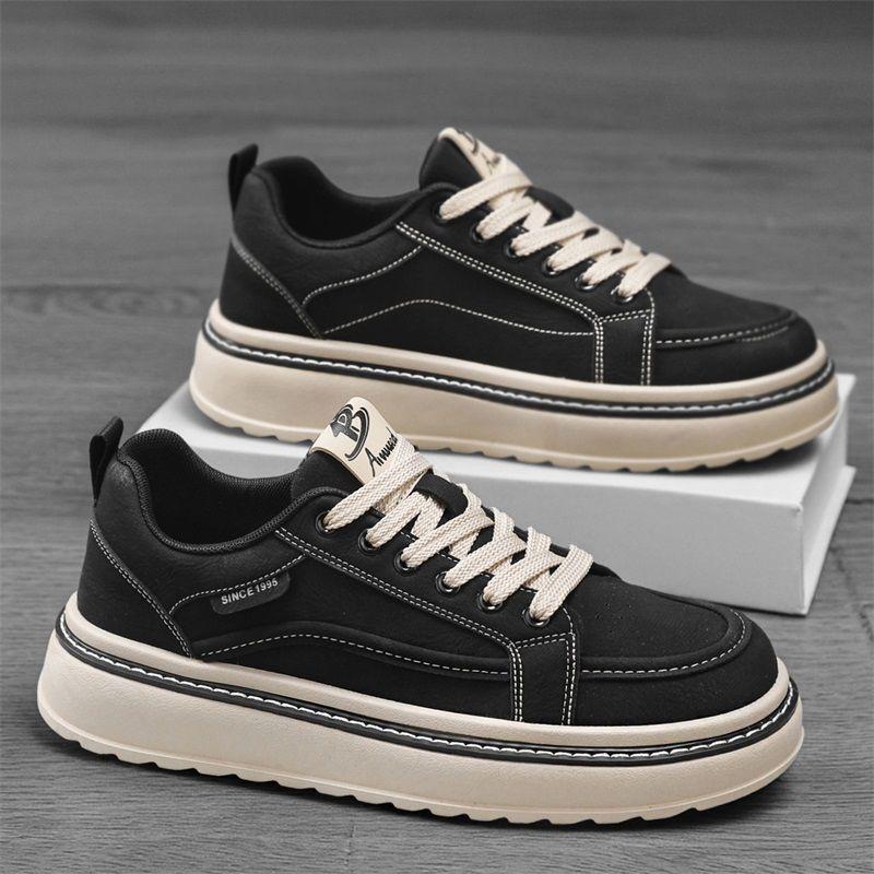 

Мужские повседневные кроссовки из кожи пшеничного цвета 2025 года с толстой подошвой и увеличением роста 41