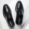 Autumn Brock Leather Shoes Men's Inner Height Increase of 6cm Men's Shoes Leather Breathable Business Dress British Pointed Wedding Shoes