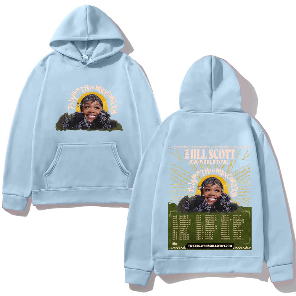 Jill Scott To Whom This May Concern World Tour HOODIE Autumn/Winter with Hooded Fleece Sweatshirt Comfortable Hoody