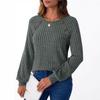 Colors In Stock 2025 Winter New Women's Round Neck Buttoned Patchwork Sweatshirt Bottoming Shirt