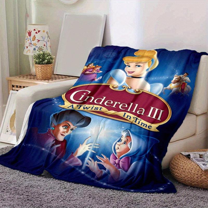 1pc Cinderella Printing Blanket - Soft, All-Season Throw for Office Blanket,Personalized Gift with Adorable Cartoon Design