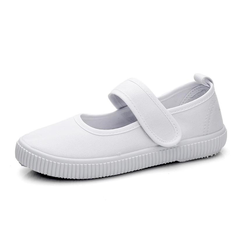 Dětské klasické plátěné tenisky jednobarevné Pohodlné bílé sportovní boty Chlapci Dívky Škola Sport Cheerleading Prodyšná obuv