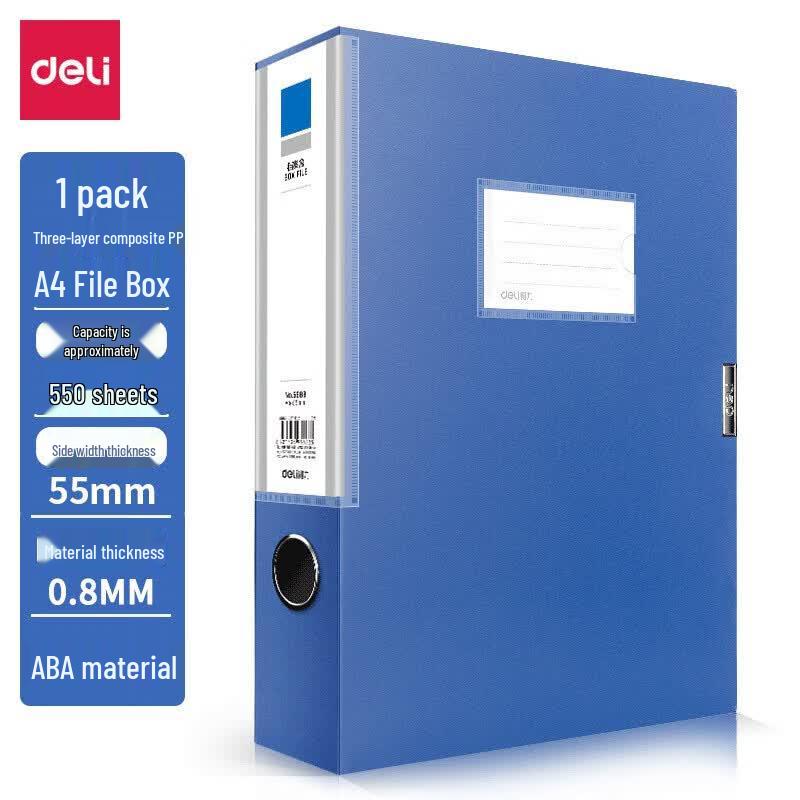 Deli A4 Plastic Archive Box with Velcro Closure синий