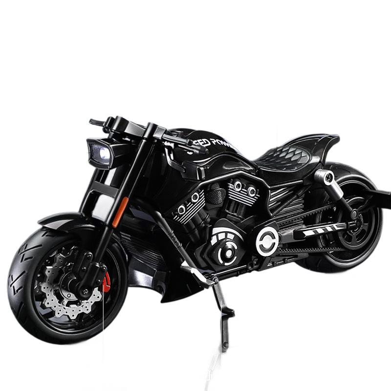 Simulation 1/10 Alloy Harley Vintage Motorcycle Model with Sound and Light Diecast Toy Motorbike Collection Miniature Voiture