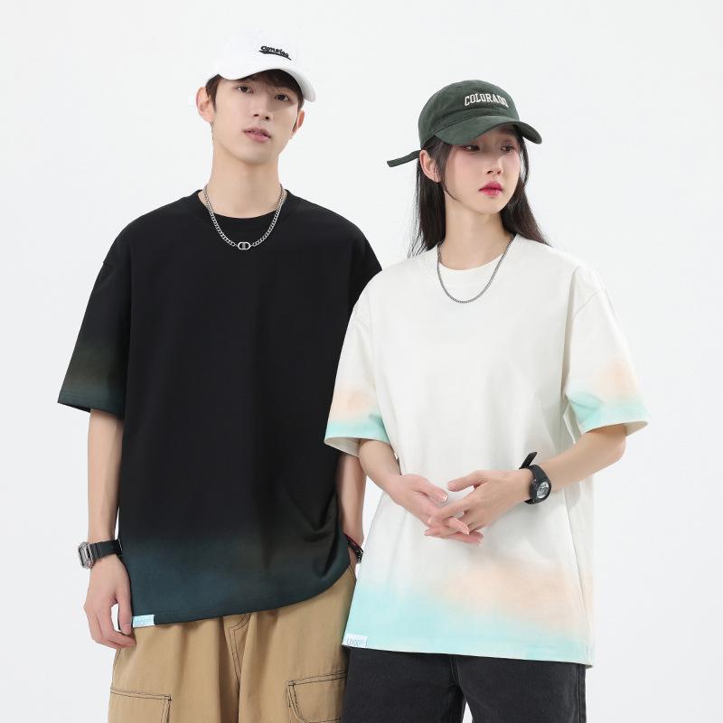 Men's Teen Trend American Heavyweight Short Sleeve Loose Printed T-shirt