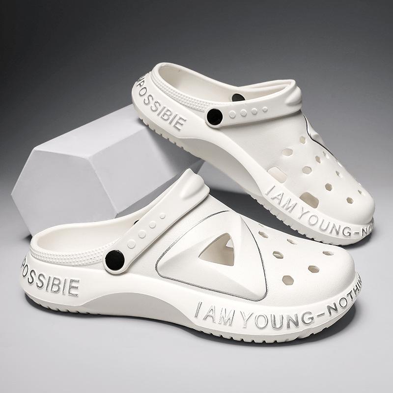 

Мужские летние сандалии: Пляжная обувь с закрытым носком, нескользящая, износостойкая, двойного назначения: для вождения и отдыха на природе. 42-43 белый