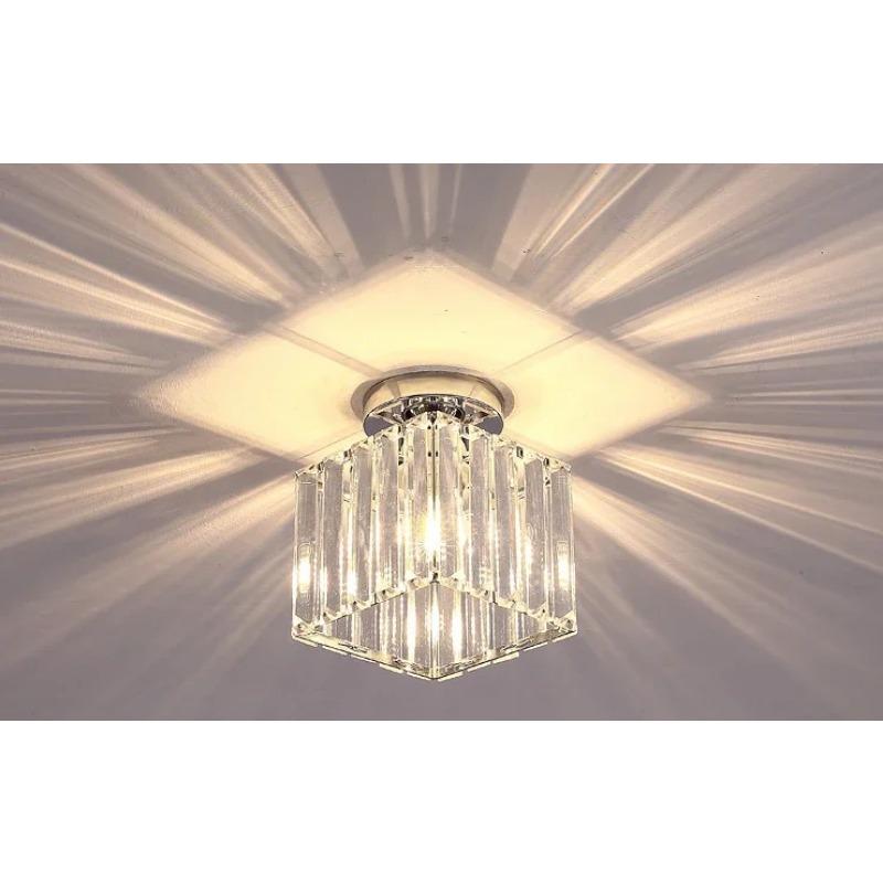 

Легкий роскошный скандинавский хрустальный потолочный светильник для входа, крыльца, коридора, люстра, современный гардероб, хрустальная люстра Chrome SquareNo Bulb