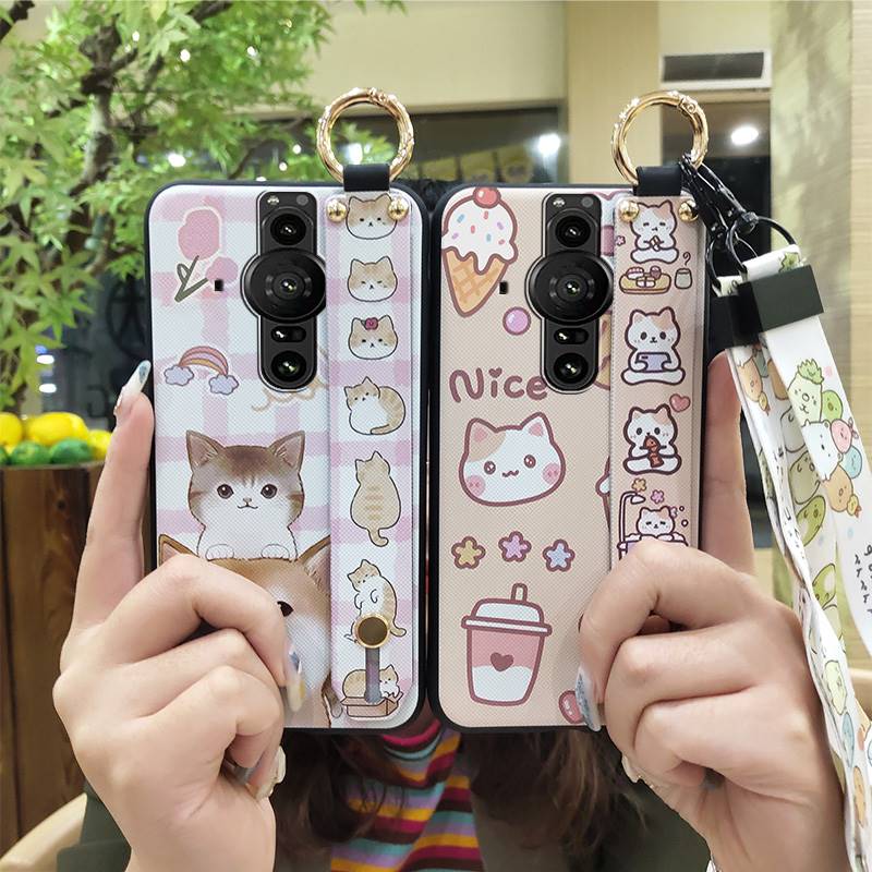 Shockproof Wristband Phone Case For Sony Xperia Pro-I Waterproof Fashion Design Wrist Strap Anti-knock Protective Cute