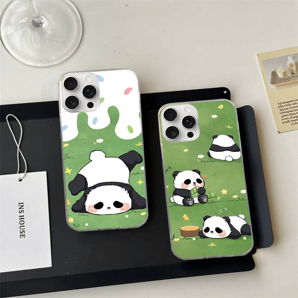 Anime Panda Water Ripple Phone Case For iPhone 17 16 11 12 13 14 15 Pro Max Plus Back Cover